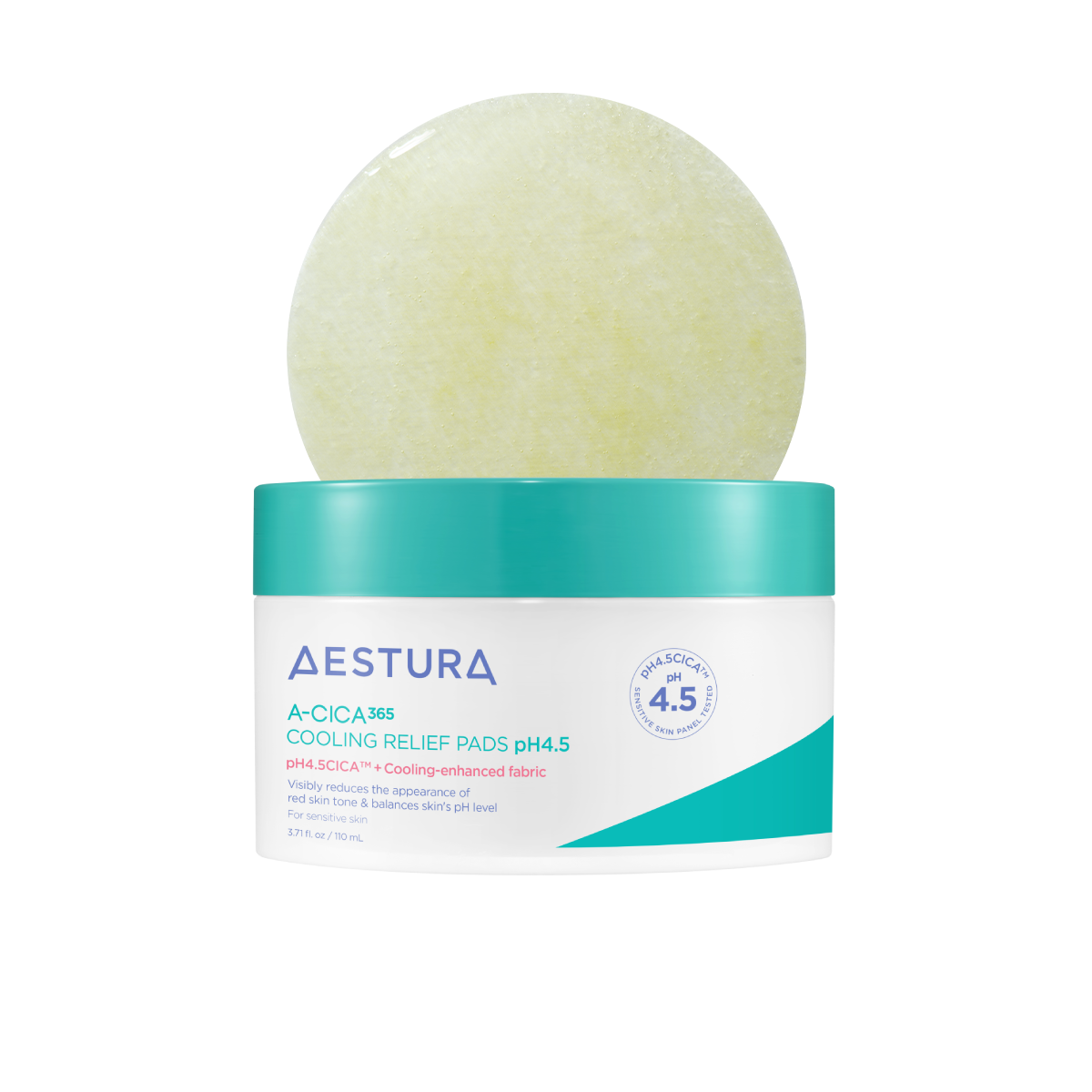 A-Cica365 Cooling Relief Toner Pads pH4.5 with Centella Asiatica + Hyaluronic Acid